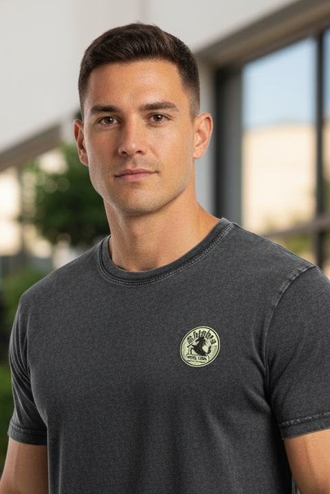 Mens Staple Stone Wash T-Shirt - 'Shighra' Chest Logo