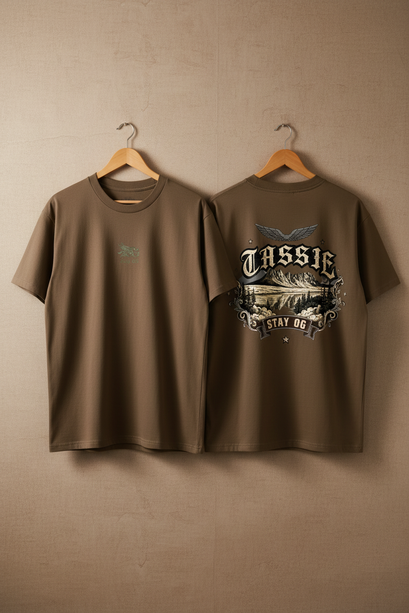 Tassie Stay OG Tee — Walnut Centre Logo v2