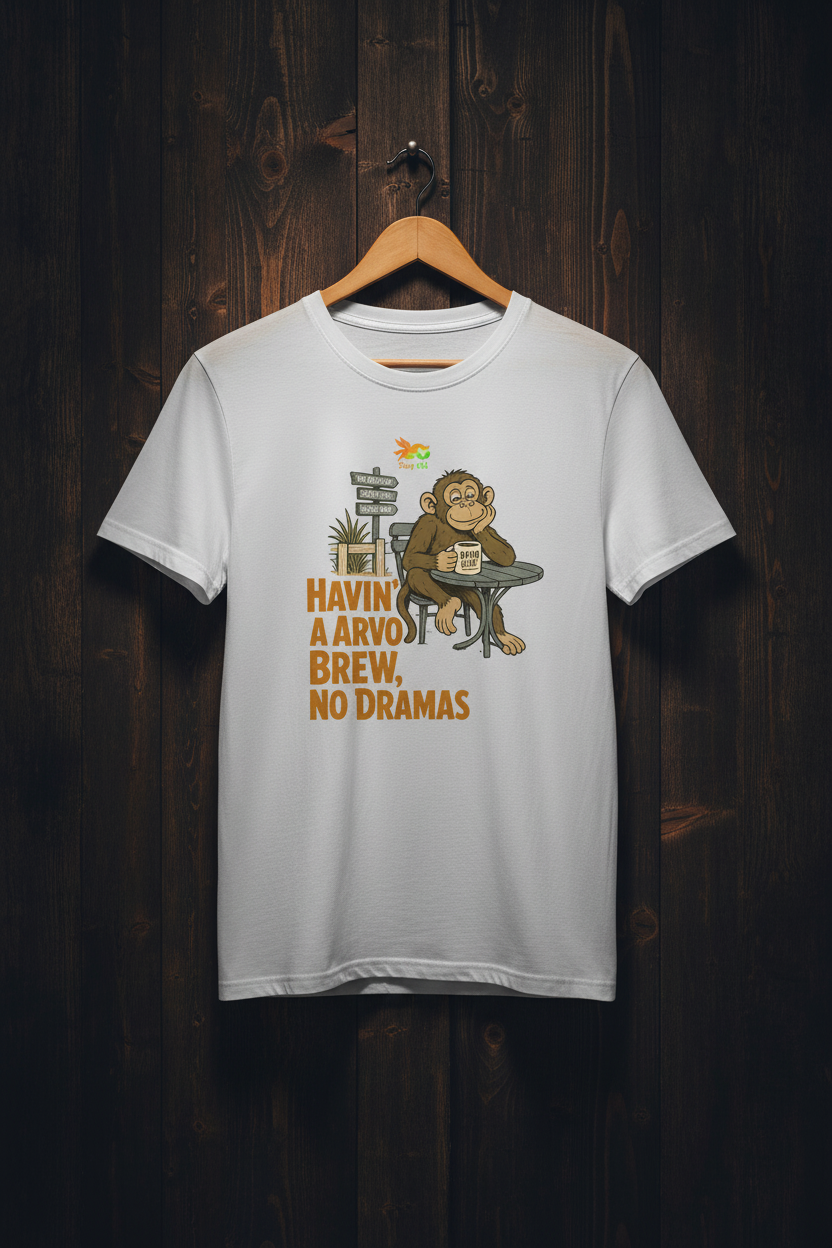 White Tee – Dark Wood