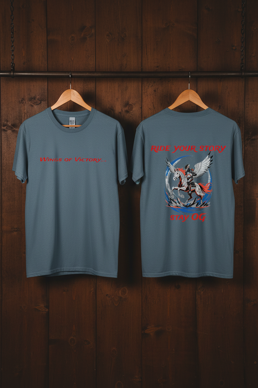 Wings of Victory Indigo Blue Brown Wood