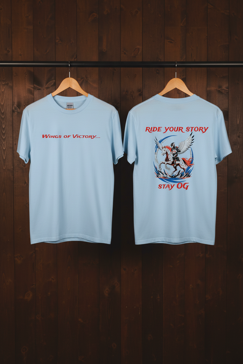 Wings of Victory Light Blue Brown Wood